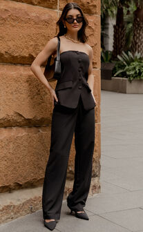 Lorcan Pants - High Waisted Tailored Pants in Black