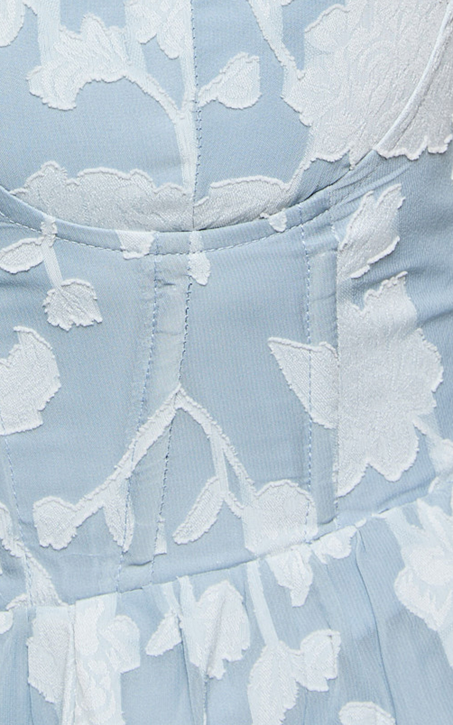 JANEZKIE MIDI DRESS - FEMME TIERED JACQUARD FORMAL DRESS IN LIGHT BLUE ...