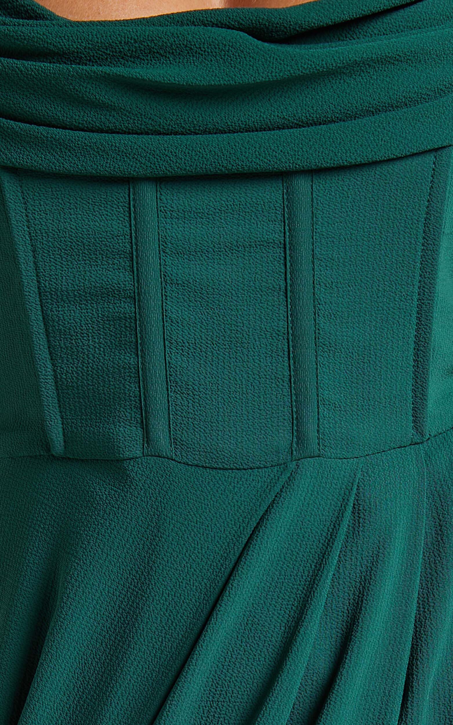 Andrina Midi Dress - High Low Wrap Corset Dress in Forest Green | Showpo EU