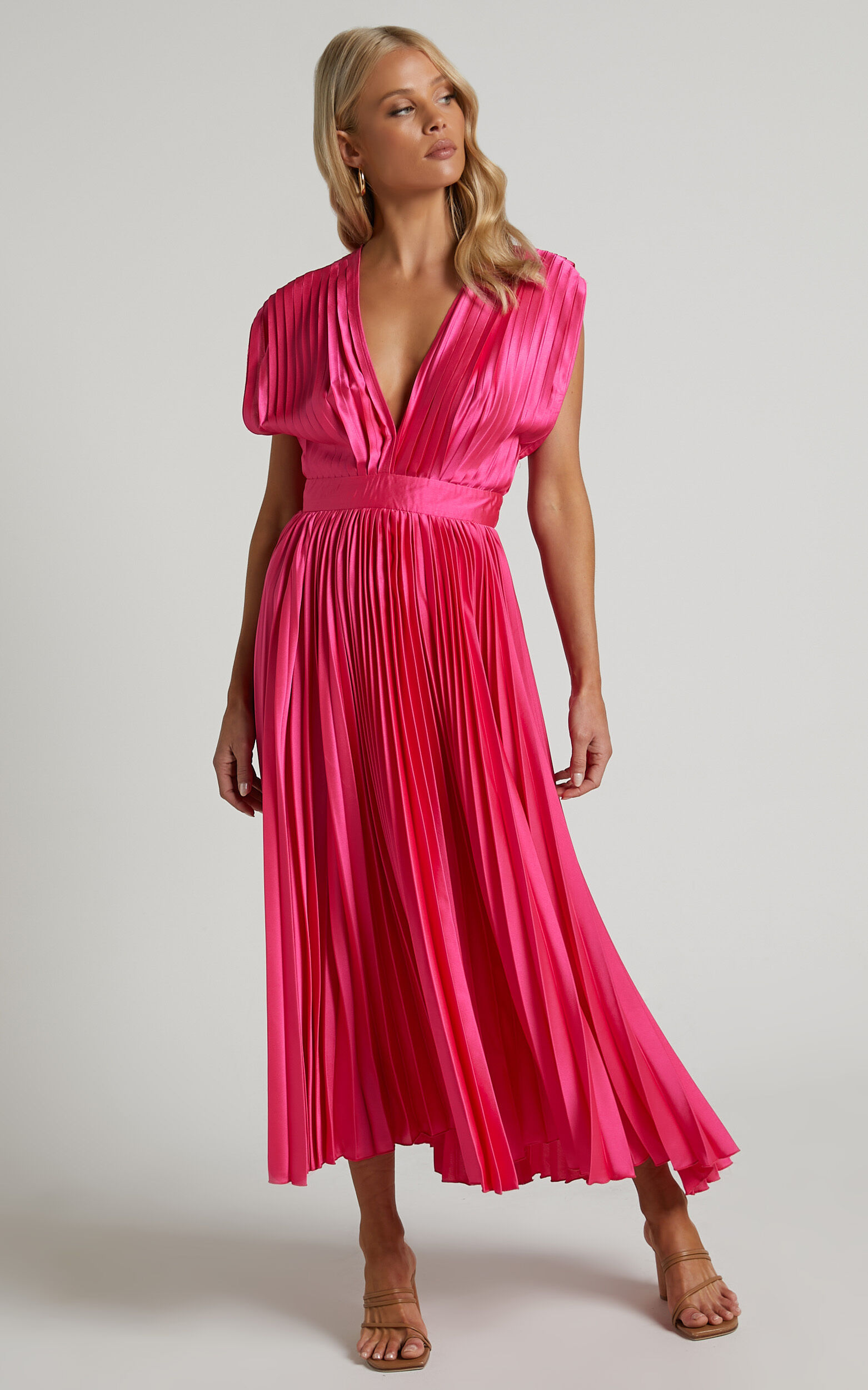 Hot pink plunge sales dress