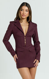 Lawrence Mini Dress - Workwear Hook And Eye Front Fit And Flare Blazer ...