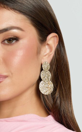 Tina Earrings - Textured Coin Drop Earrings in Gold