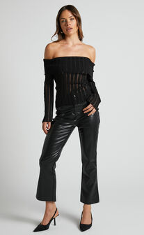 Kailah Top - Off the Shoulder Knit Top in Black