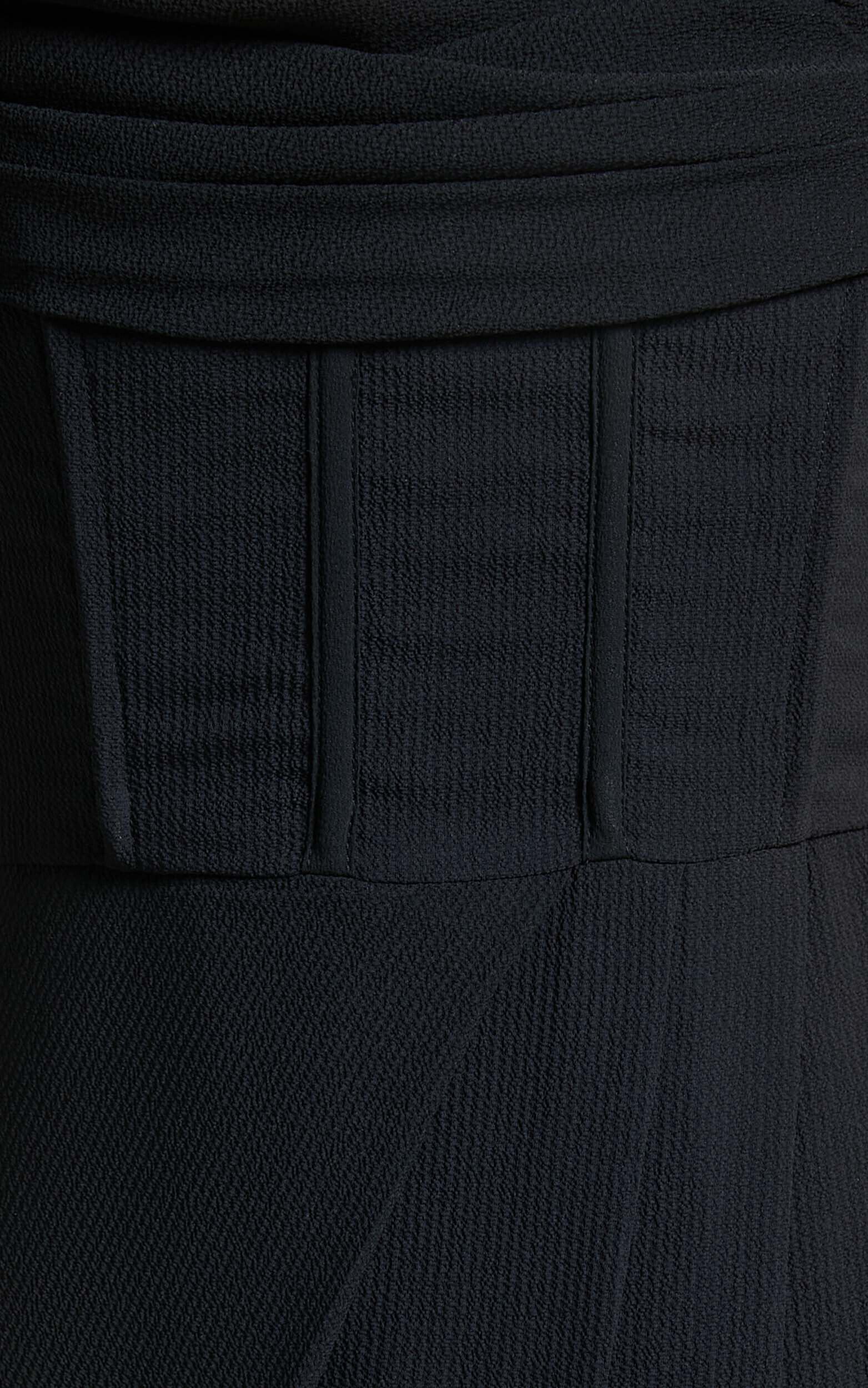 Andrina Midi Dress - High Low Wrap Corset Dress in Black