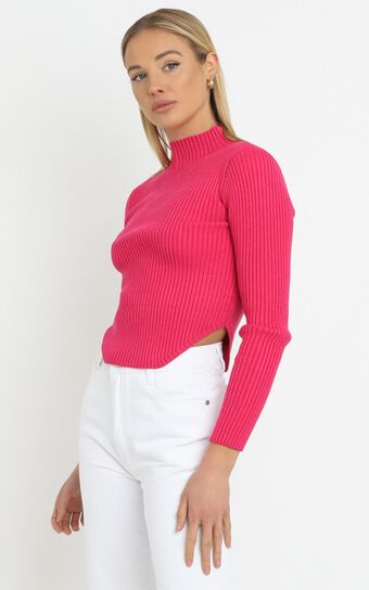 Davis Knit Top in Hot Pink