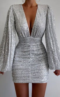 Silver Sequin Short Slip Dress – IRHAZ