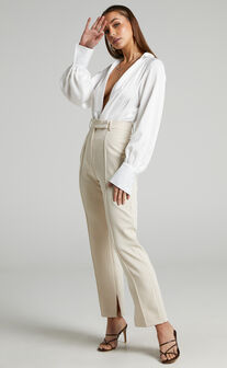 Rogers - High Waisted Pants in Beige