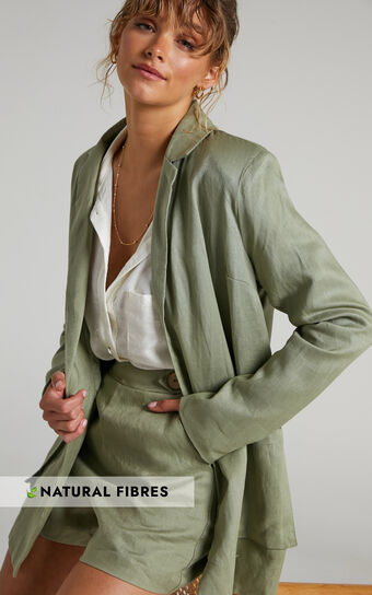 Amalie The Label - Allegra Linen Relaxed Linen Blazer in Sage