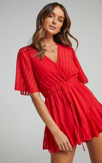Play On My Heart Playsuit in Red