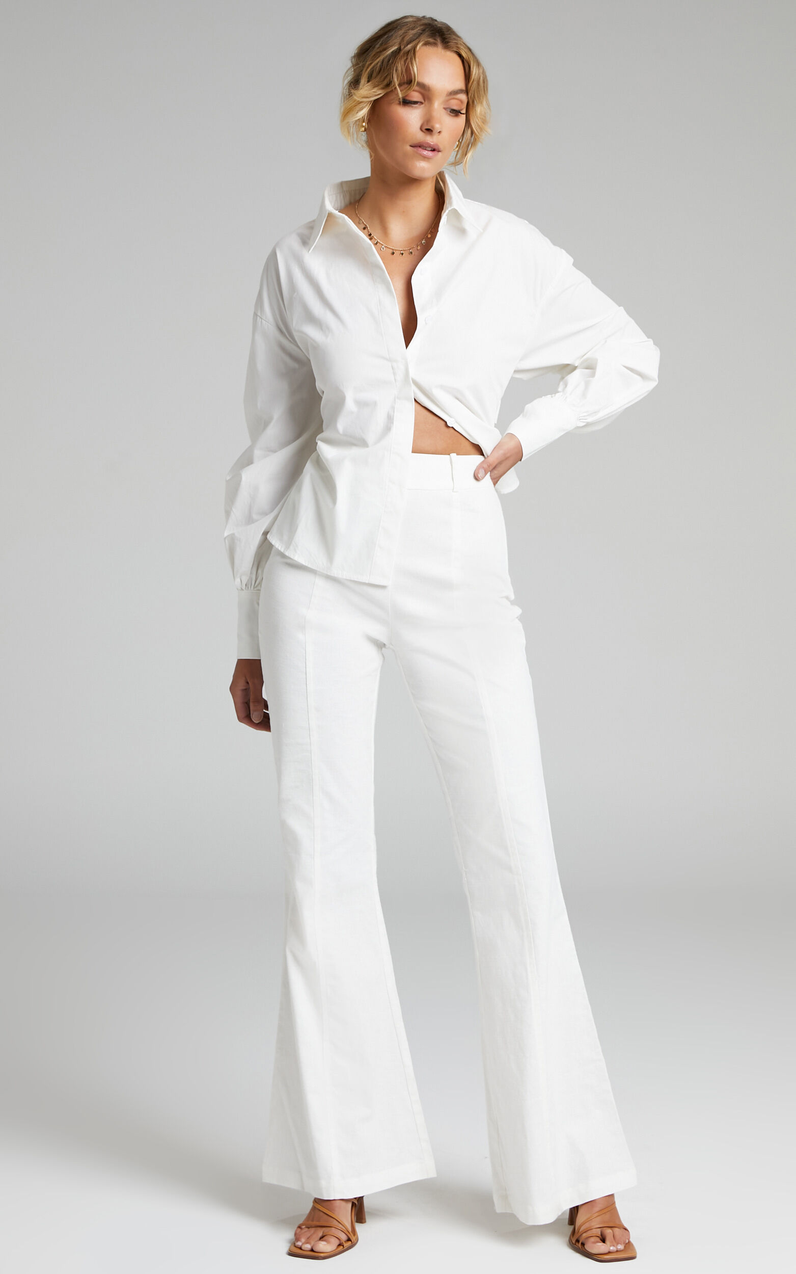 Womens white bell bottom pants on sale