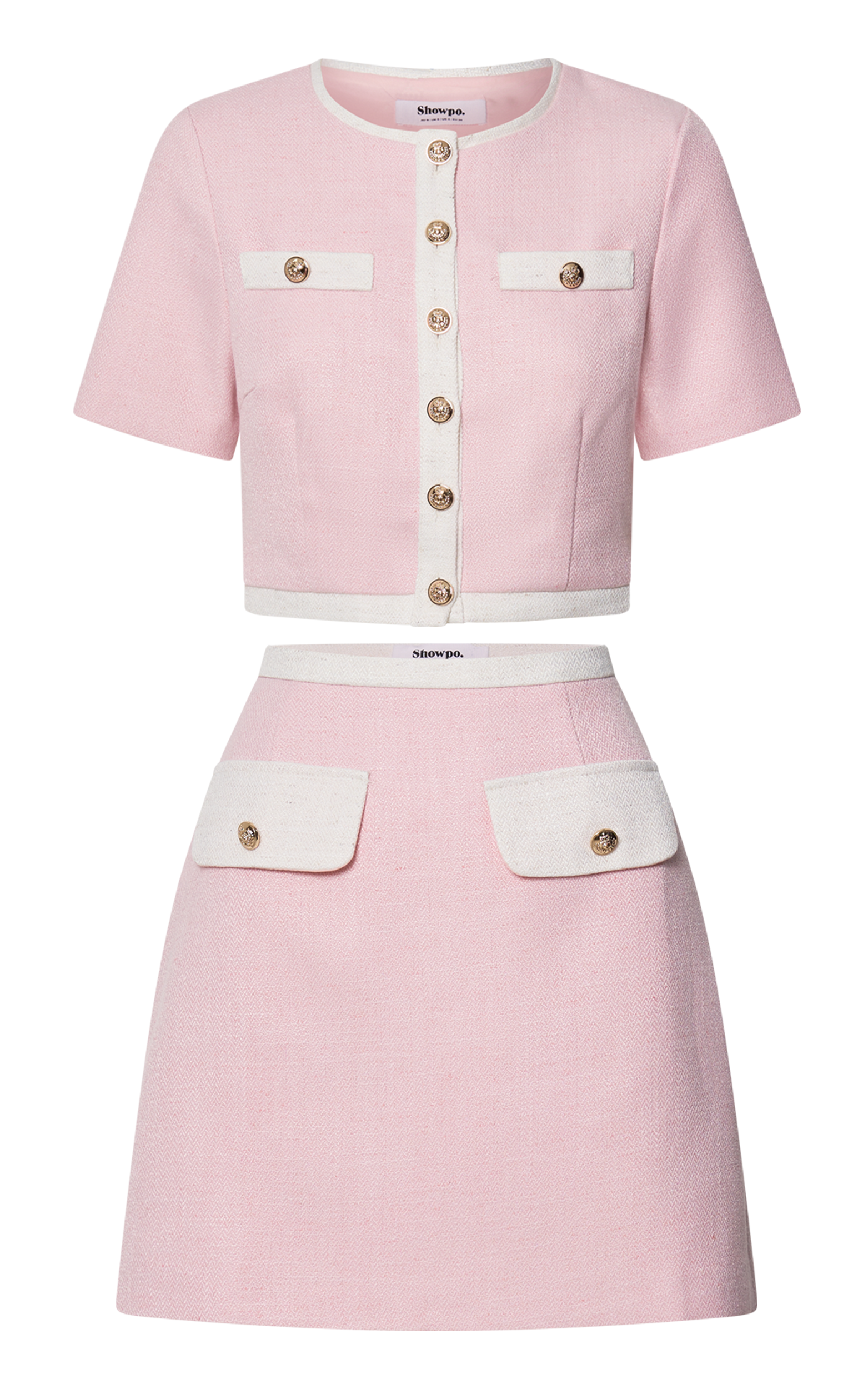 Rosa Two Piece Set- Tailored Boucle Button Down Top and
