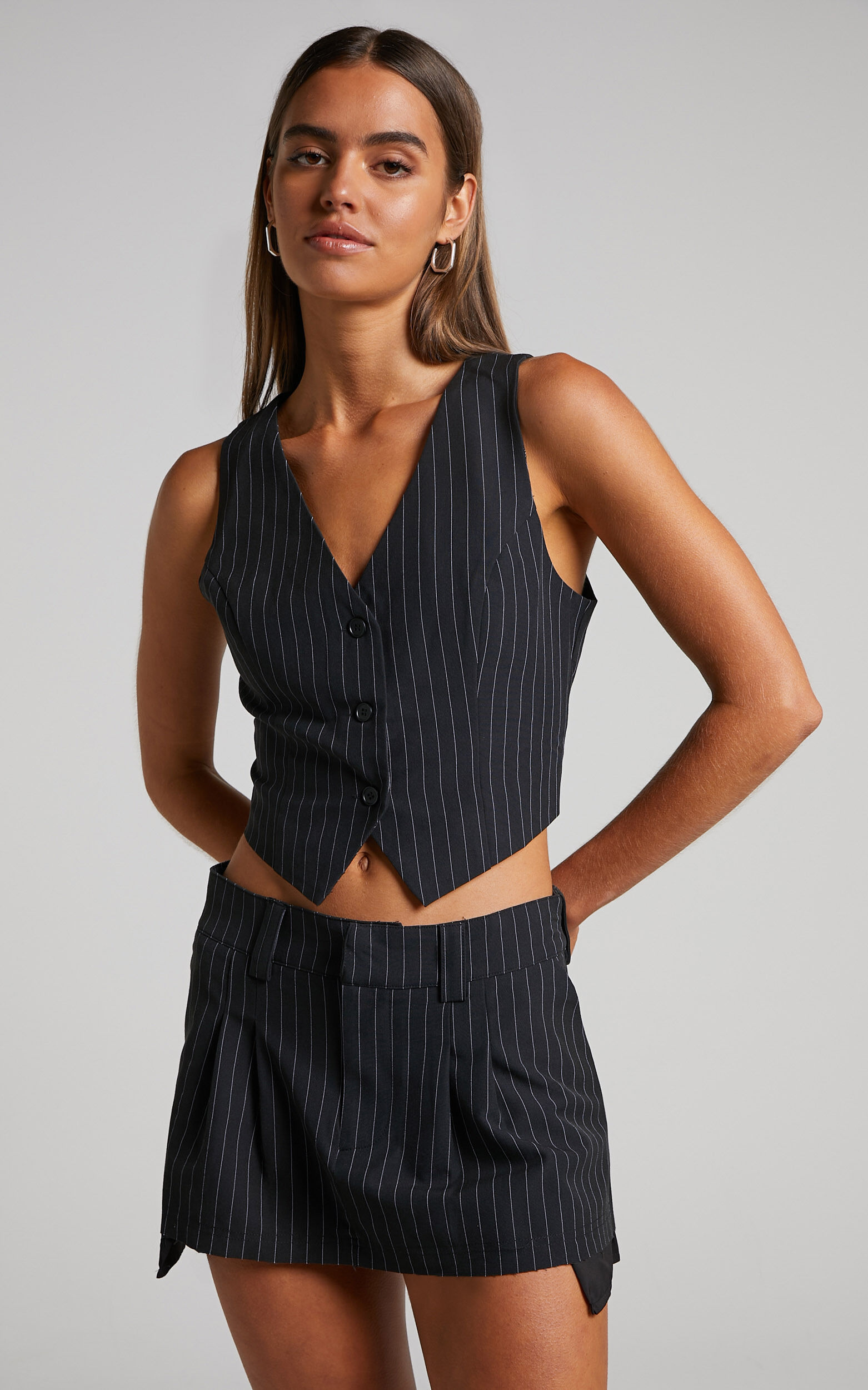 Pinstripe micro on sale mini skirt