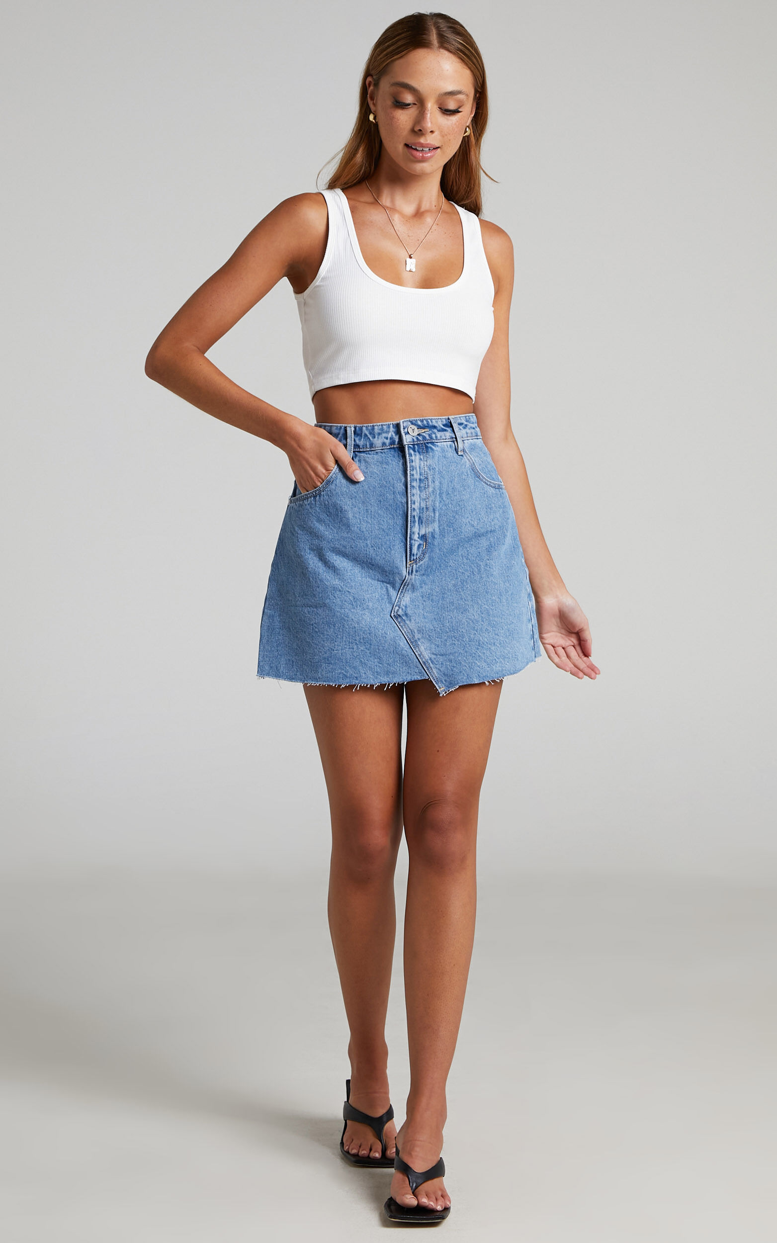 Abrand A Aline Denim Skirt in Walkin On