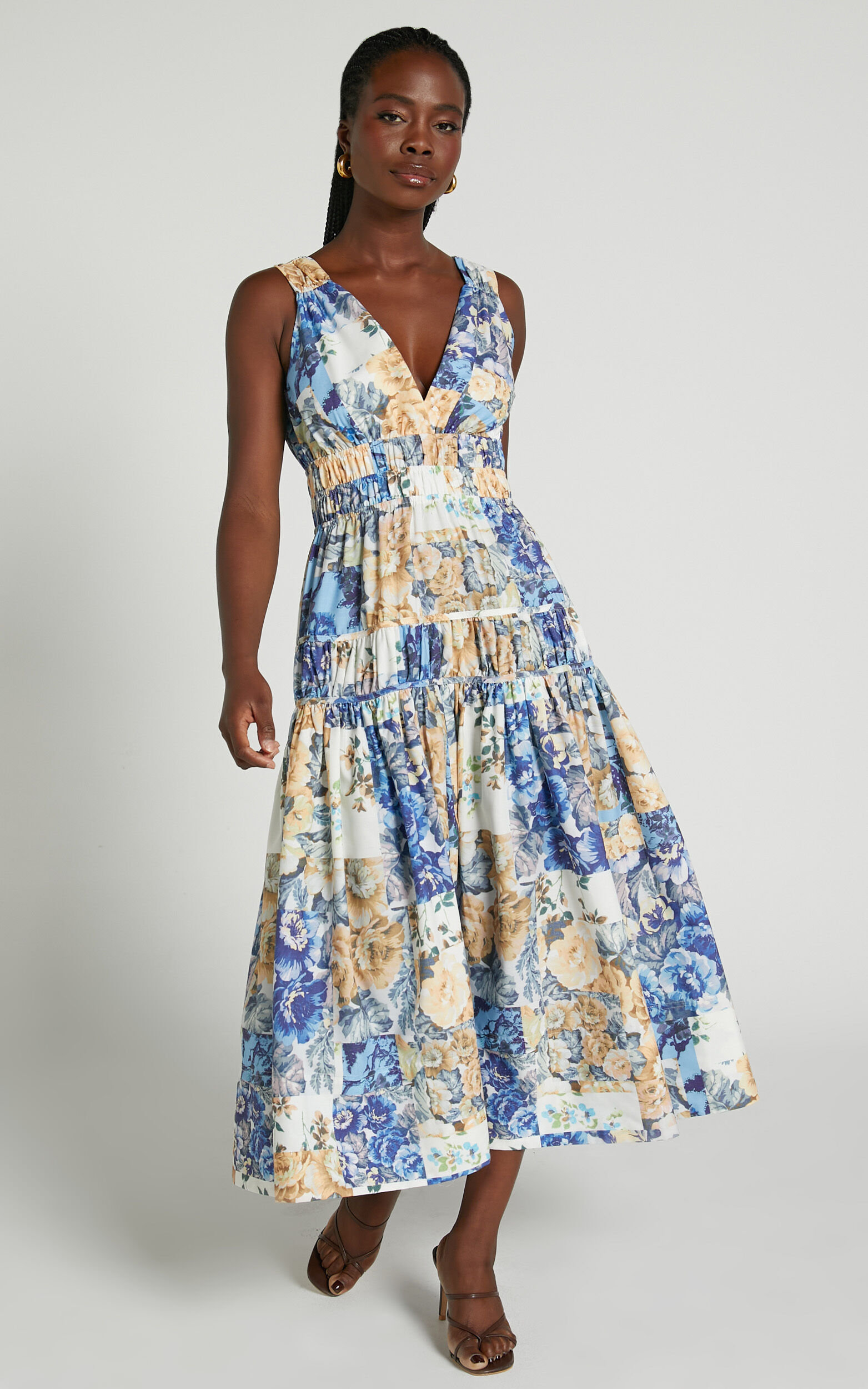 Patchwork midi dress online