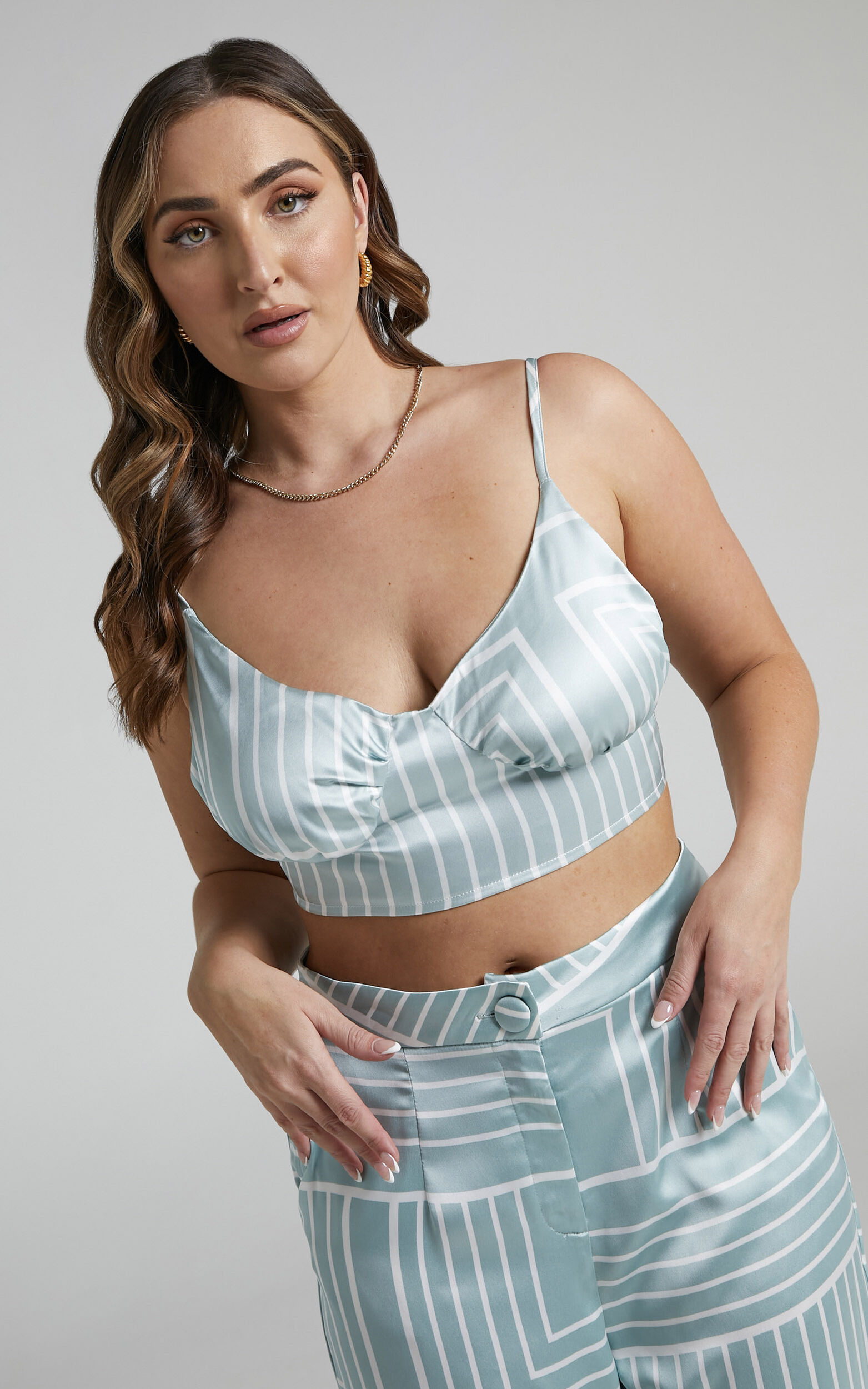 4th & Reckless - Francesca Top in Sage Print - L, GRN2