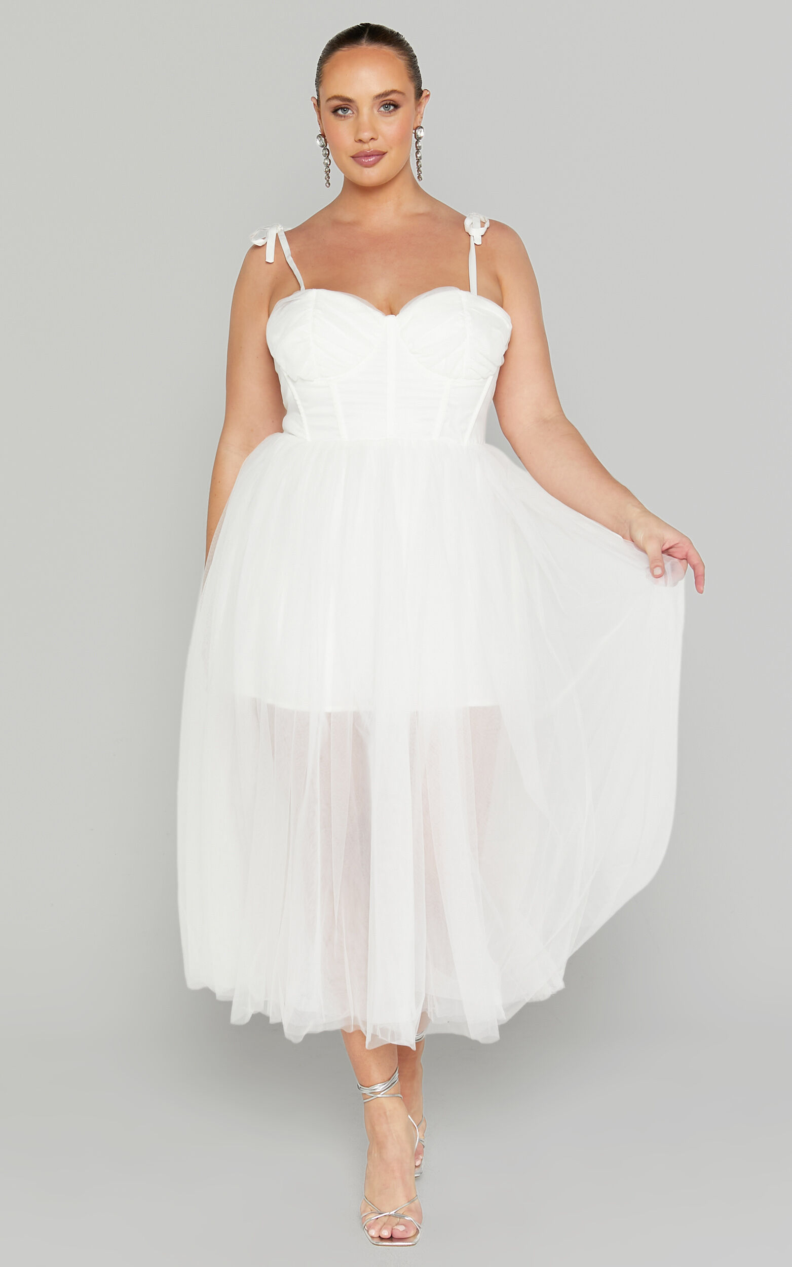 White tulle dress midi top