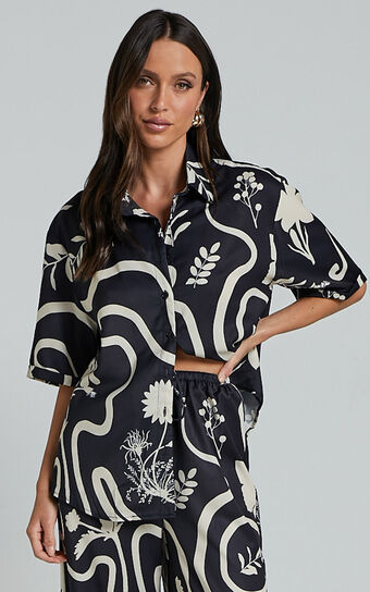 Runaway The Label - Leo Shirt in Black/Sand