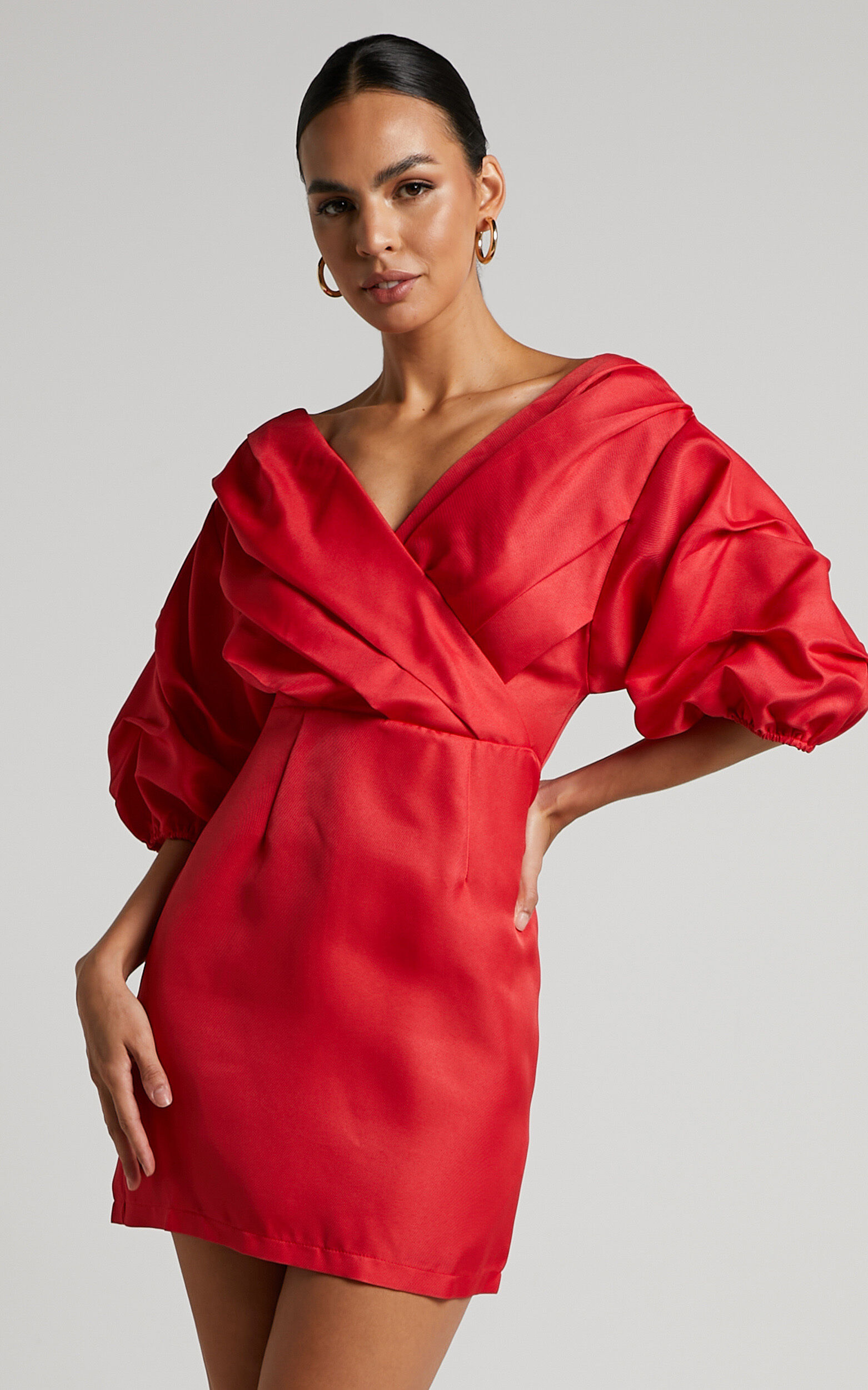 Off the shoulder sale wrap mini dress