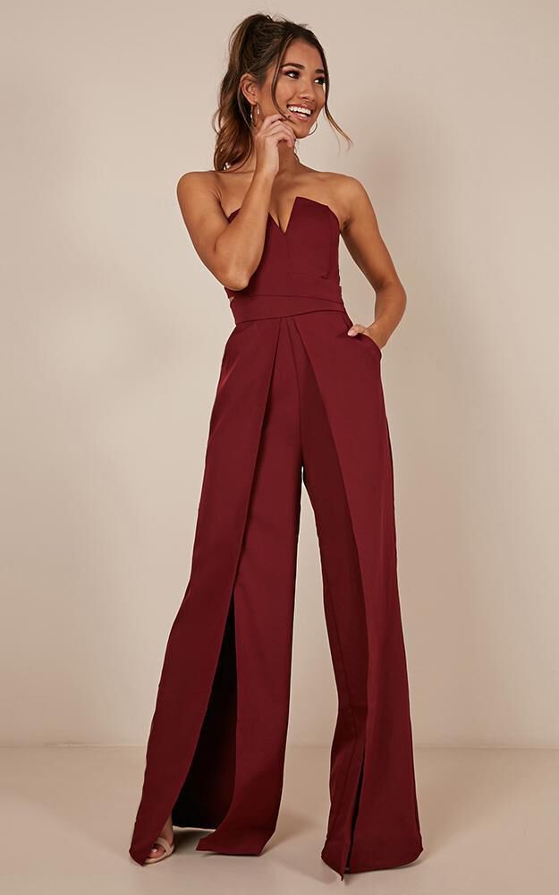 Showpo red jumpsuit on sale