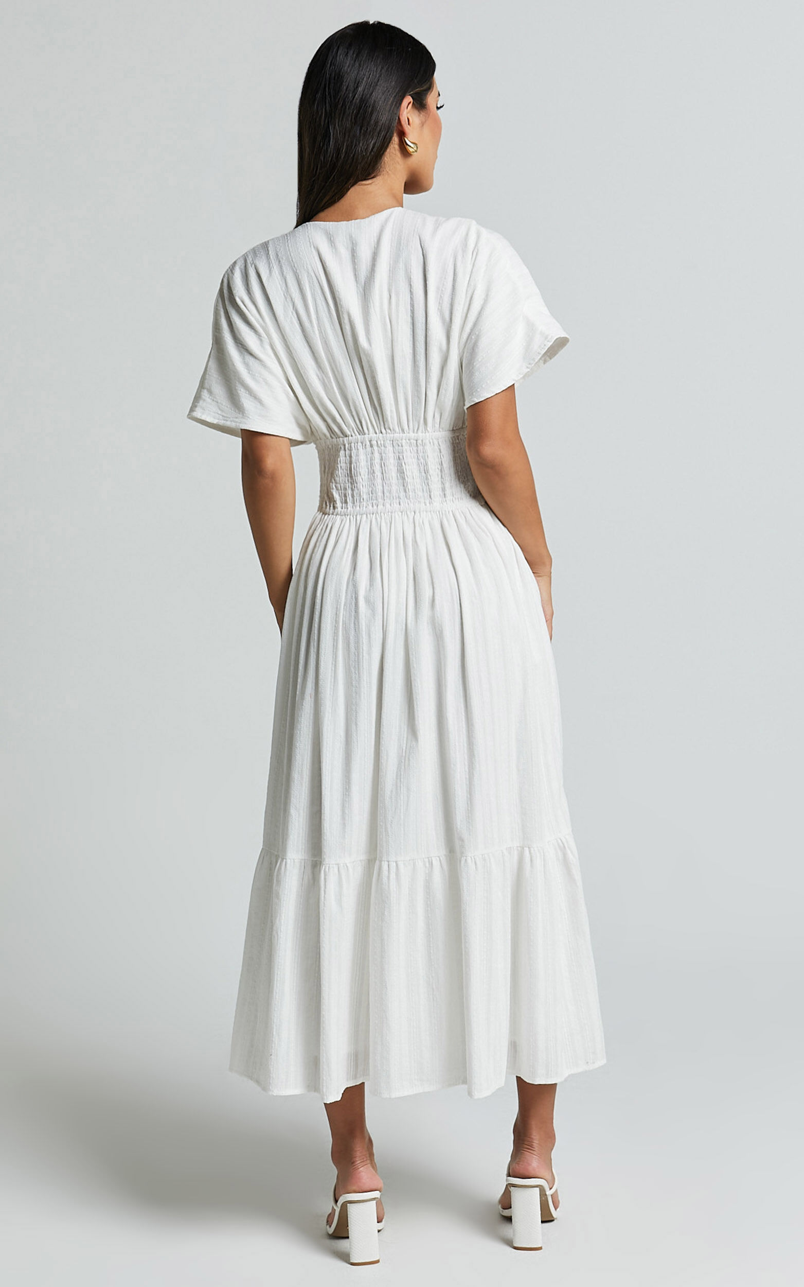 White midi dress short sleeve top