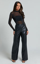 Francesca Bodysuit - Long Sleeve High Neck Sheer Bodysuit in Black | Showpo
