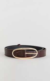 Demi Belt -  Croc Thin Belt in Brown Croc