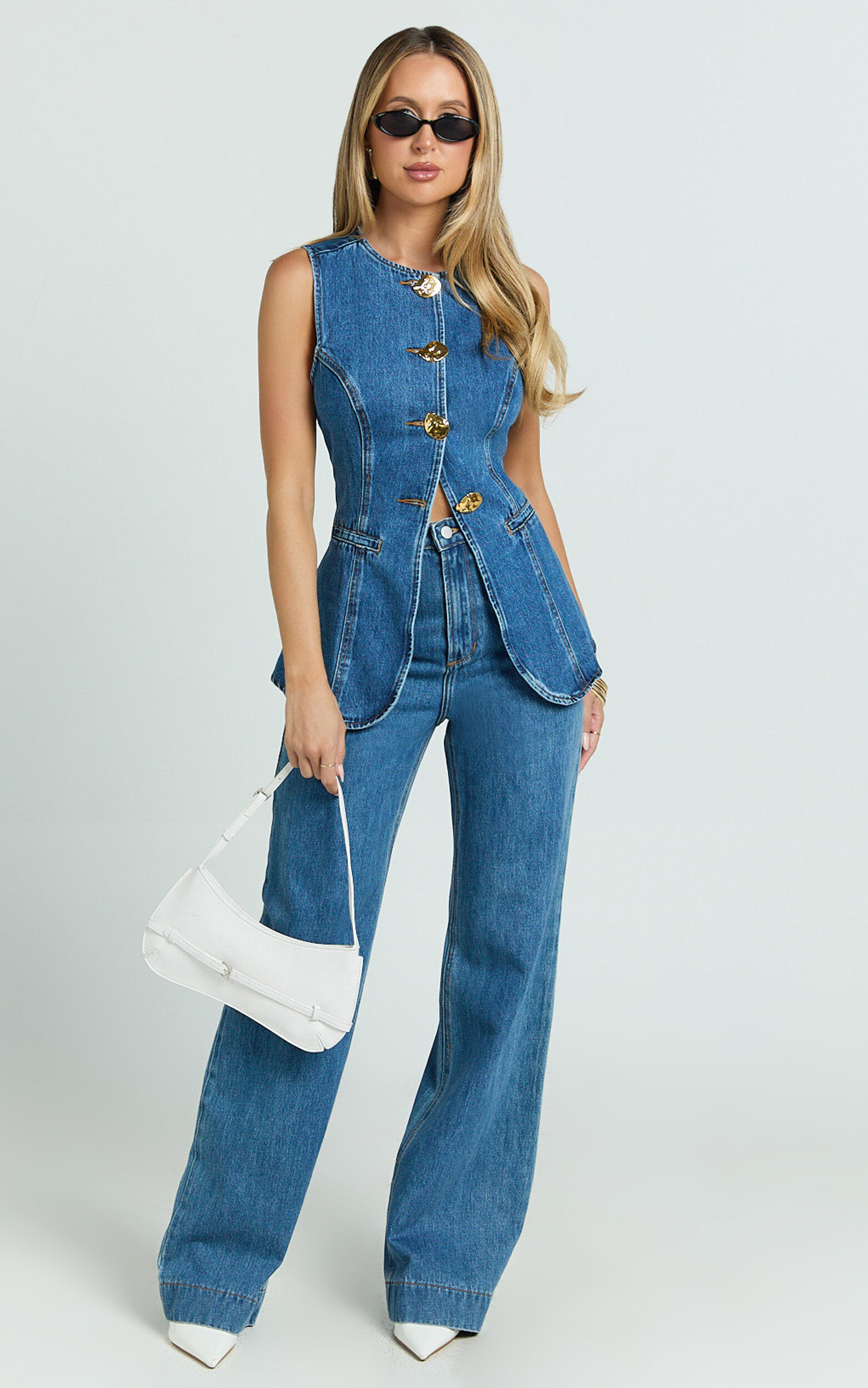 【INCHANT ME】[summer] 305 High Waist Long Wide Denim Emman Jeans - High Waisted Cotton Wide Leg Denim Jeans in