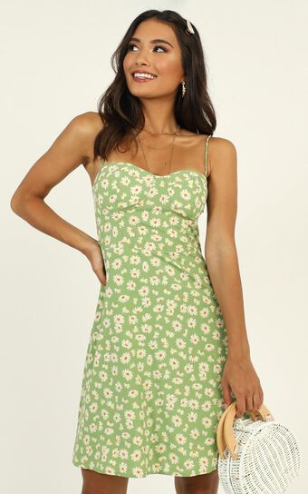 Naturally Sweet Dress In Green Floral