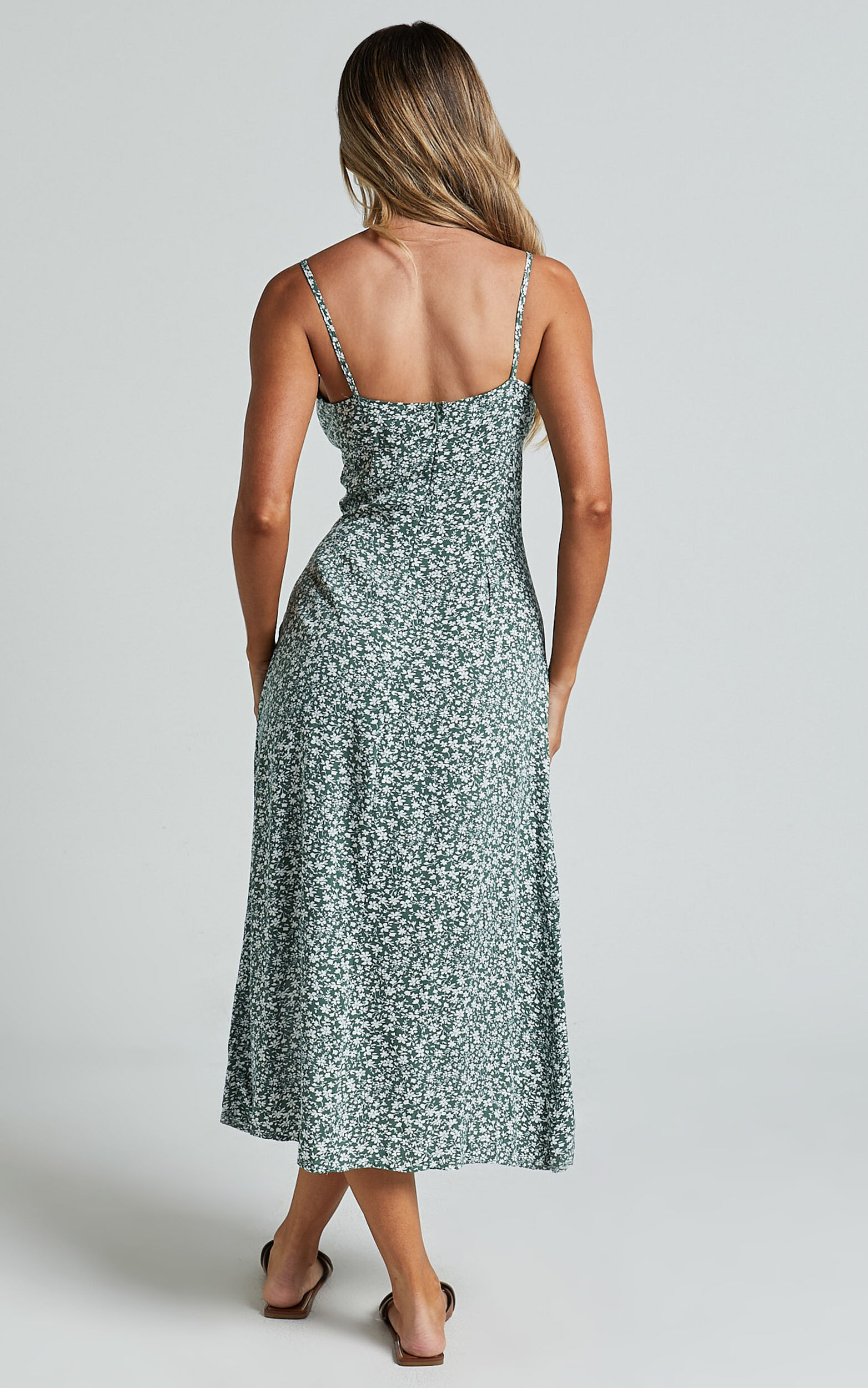 Willa Midi Dress - Ruched Bust Thigh Split Dress in Olive Willa Midi Dress - Ruched Bust Thigh Split Dress in Olive
