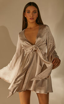Ruvie Mini Dress - Recycled Cotton Denim Dungaree Dress in Light