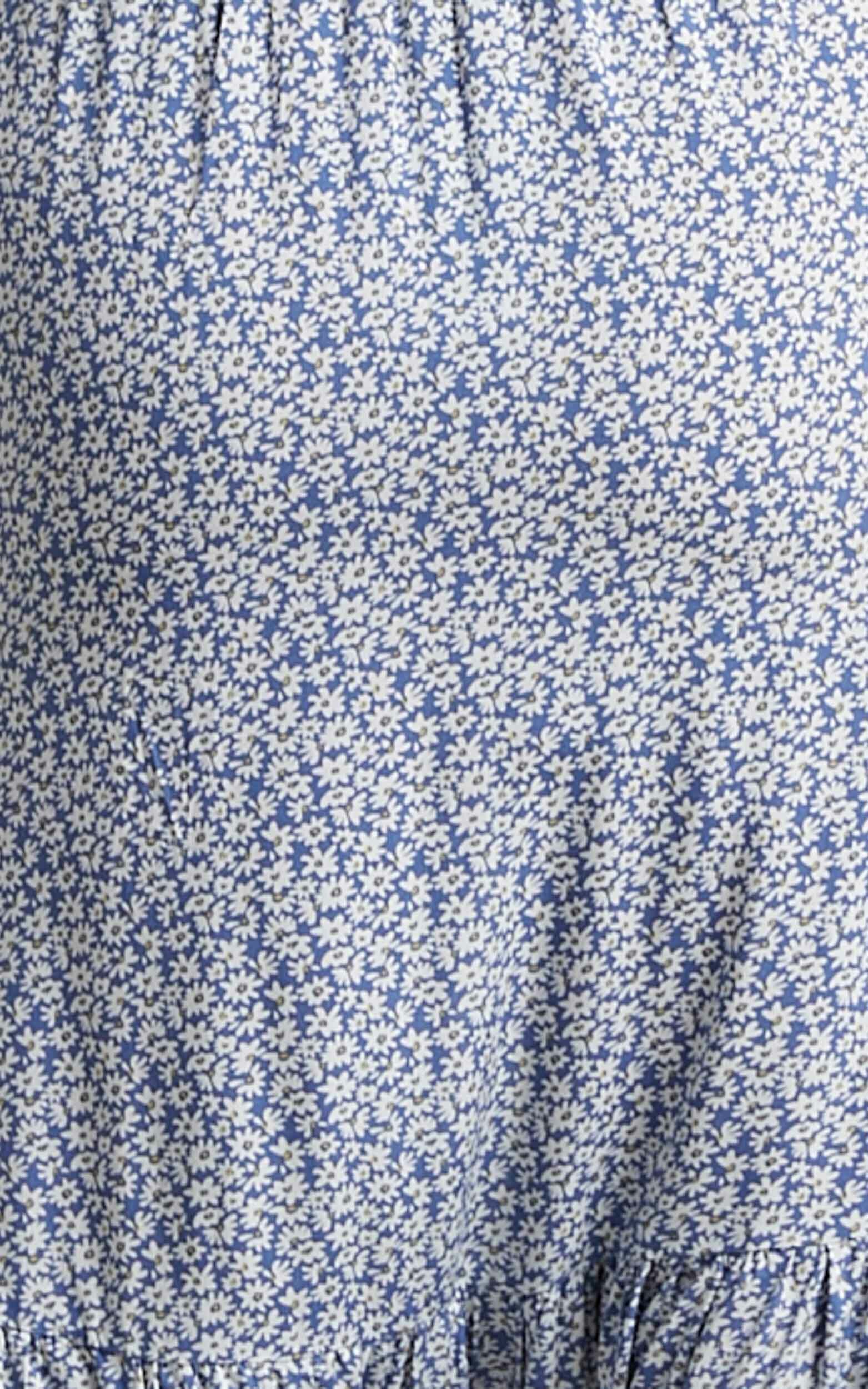 Bernel Button Detail Yoke Maxi Skirt in Blue Floral | Showpo USA
