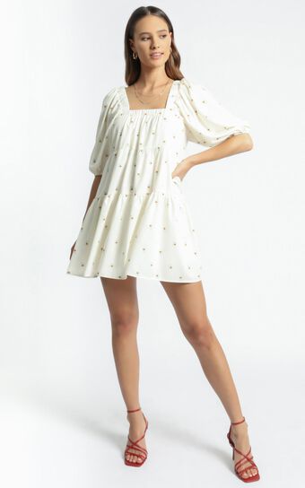Aimee Dress in White Floral