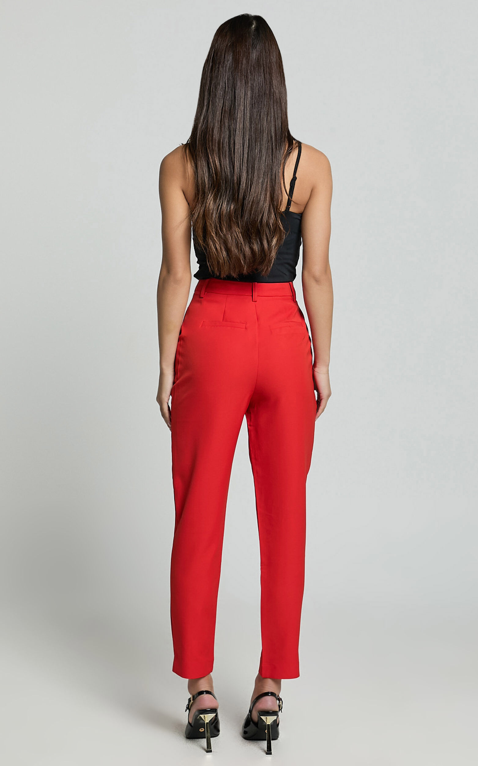 Hermie Pants - High Waisted Cropped Tailored Pants in Red | Showpo USA