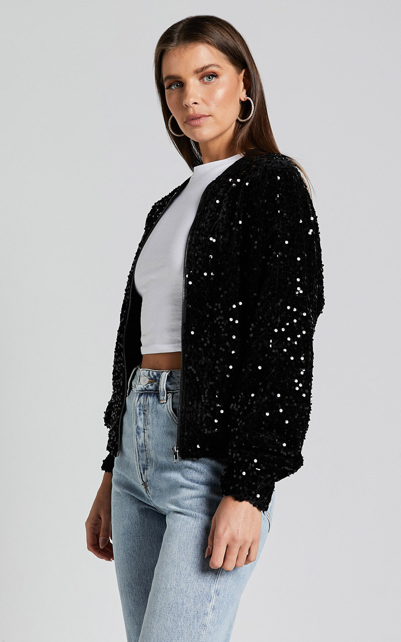 Forever 21 sequin sales bomber jacket