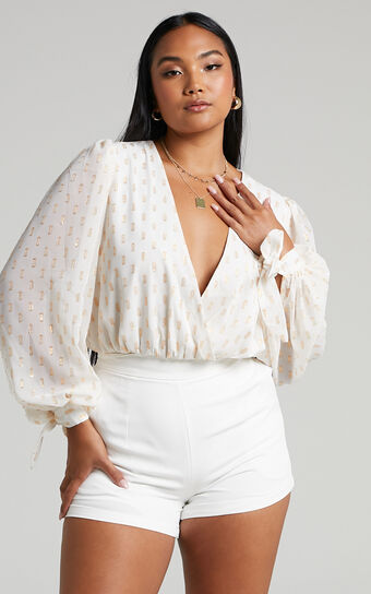 Agustha Bodysuit - Wrap Front Bodysuit in Ivory