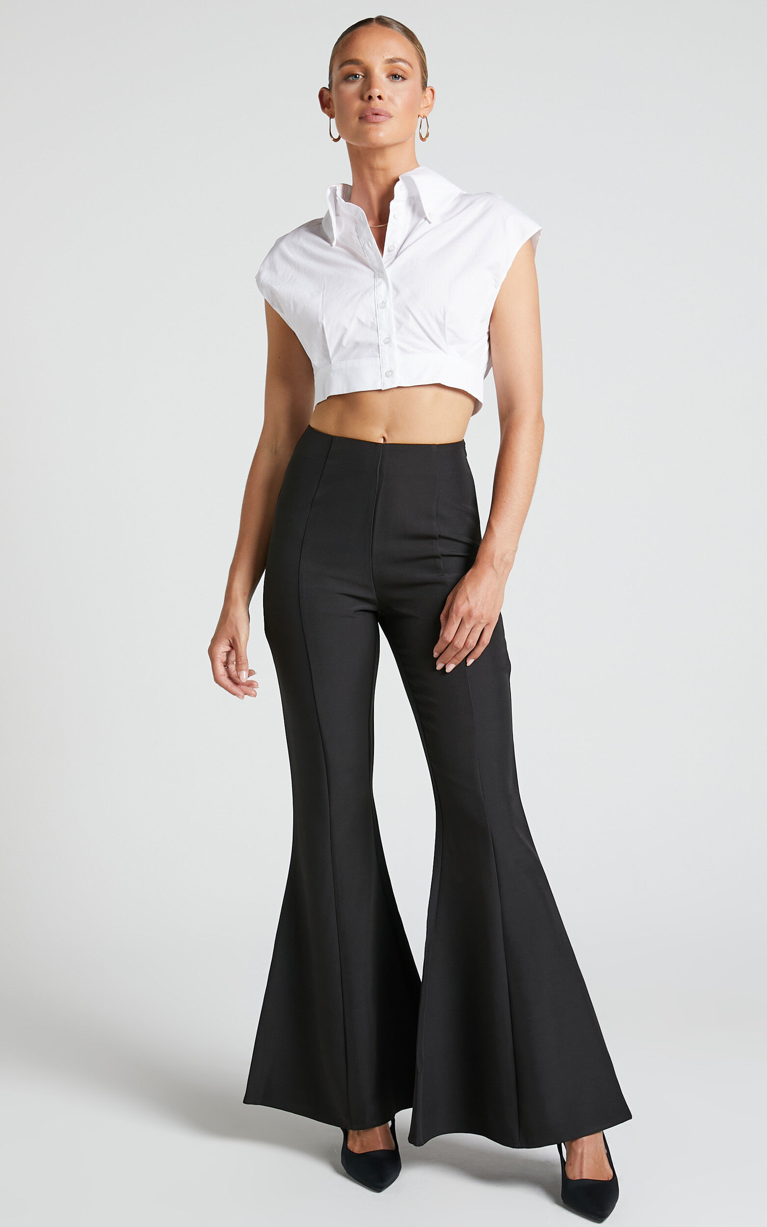 Brithany Pants - High Waisted Flare Pants in Black