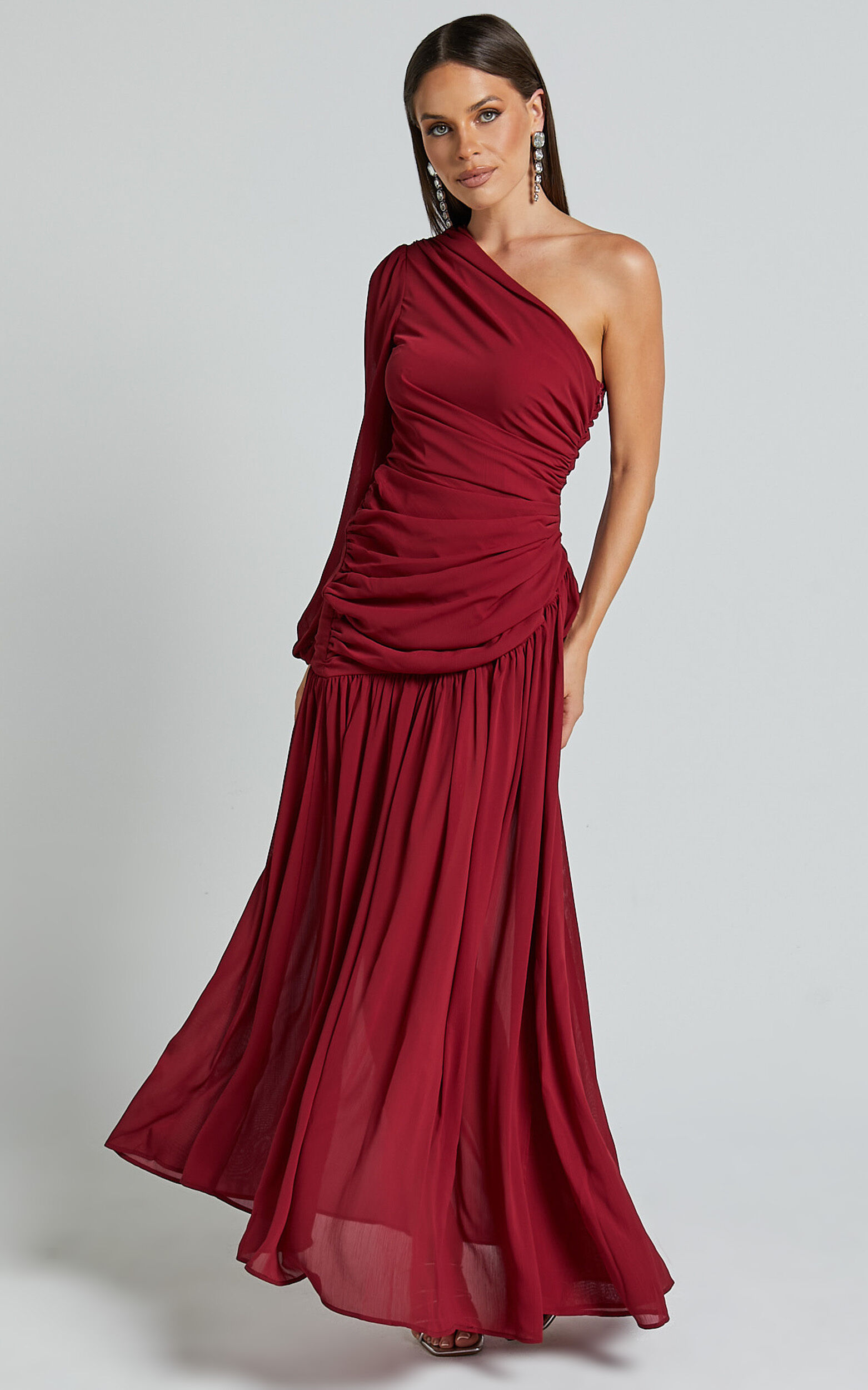 Wine one shoulder dress top