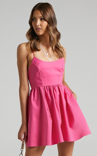 You Got Nothing To Prove Mini Dress - Strappy A-line Dress in Pink