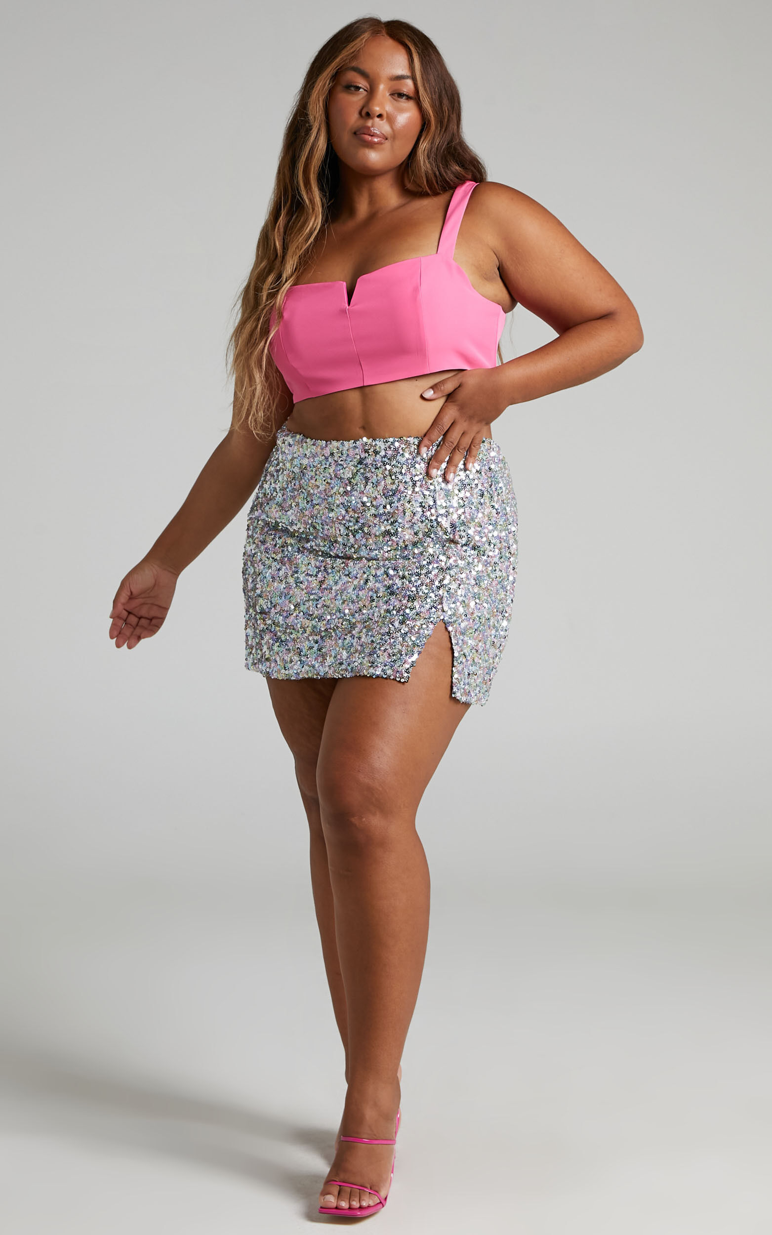 Plus size sequin skirt zip store