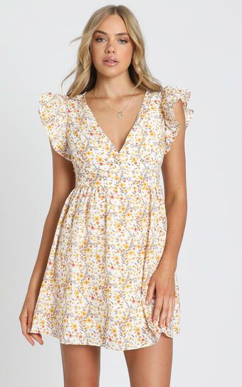 Back To Beginning Dress in Yellow Floral