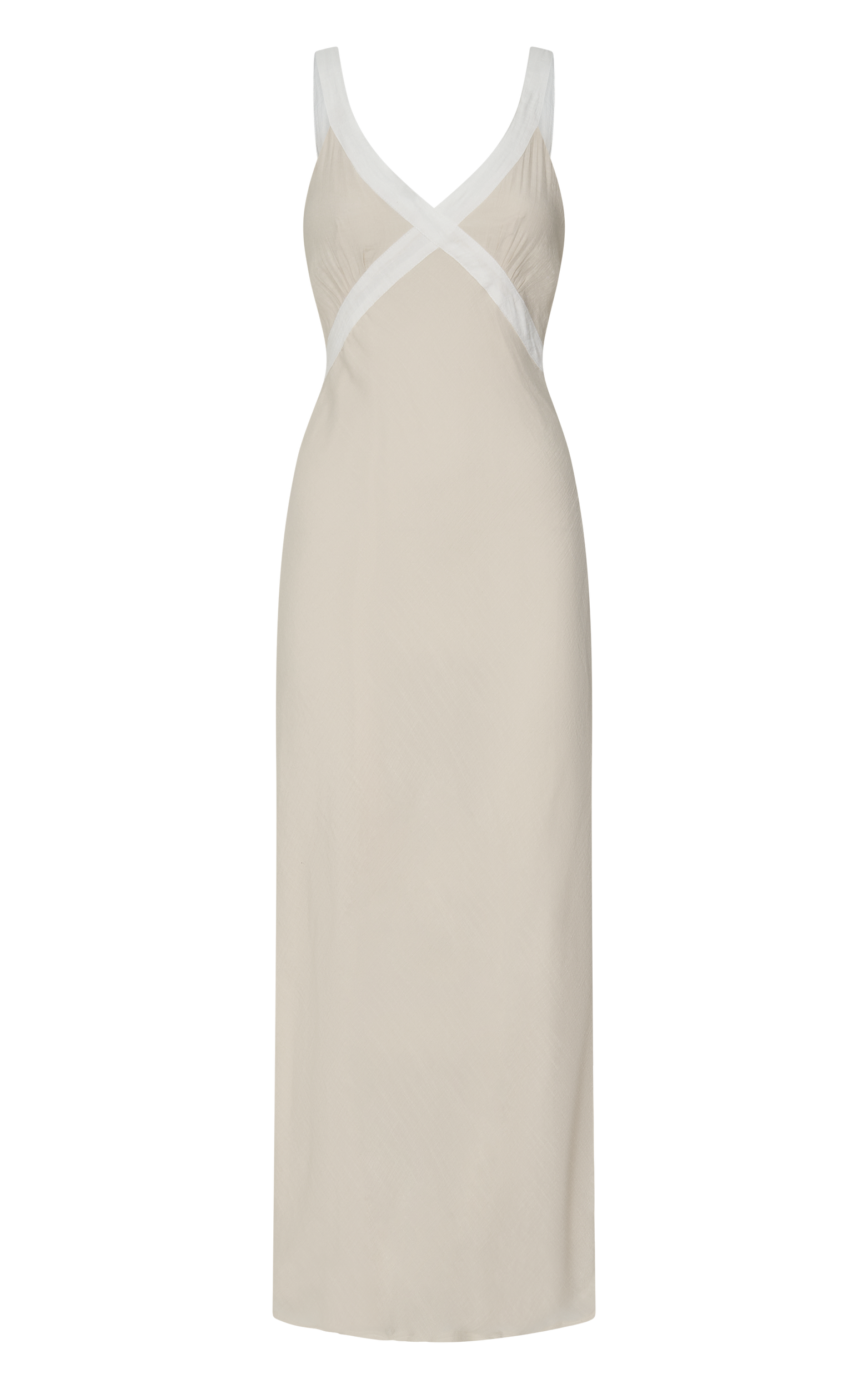 Chakyra Midi Linen Blend Dress - Contrast Strap Bias Cut