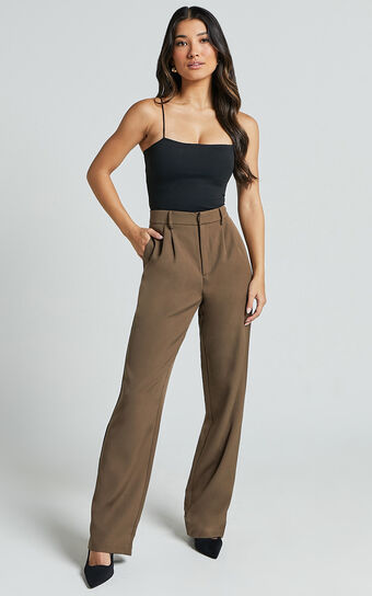 Lorcan Pants High Waisted Tailored in Olive Showpo Sale