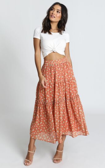 In Touch Skirt In Rust Floral