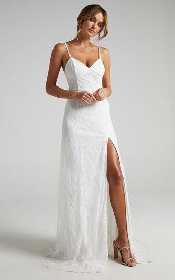 Love On Top Gown in White Lace