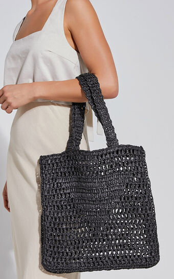 Paros Crochet Tote Bag in Black