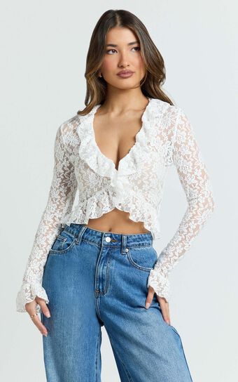 Lioness - Long Nights Long Sleeve Top in Porcelain
