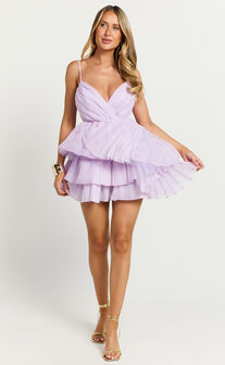 Amalie The Label - Mae Pleated Mini Dress in Lilac