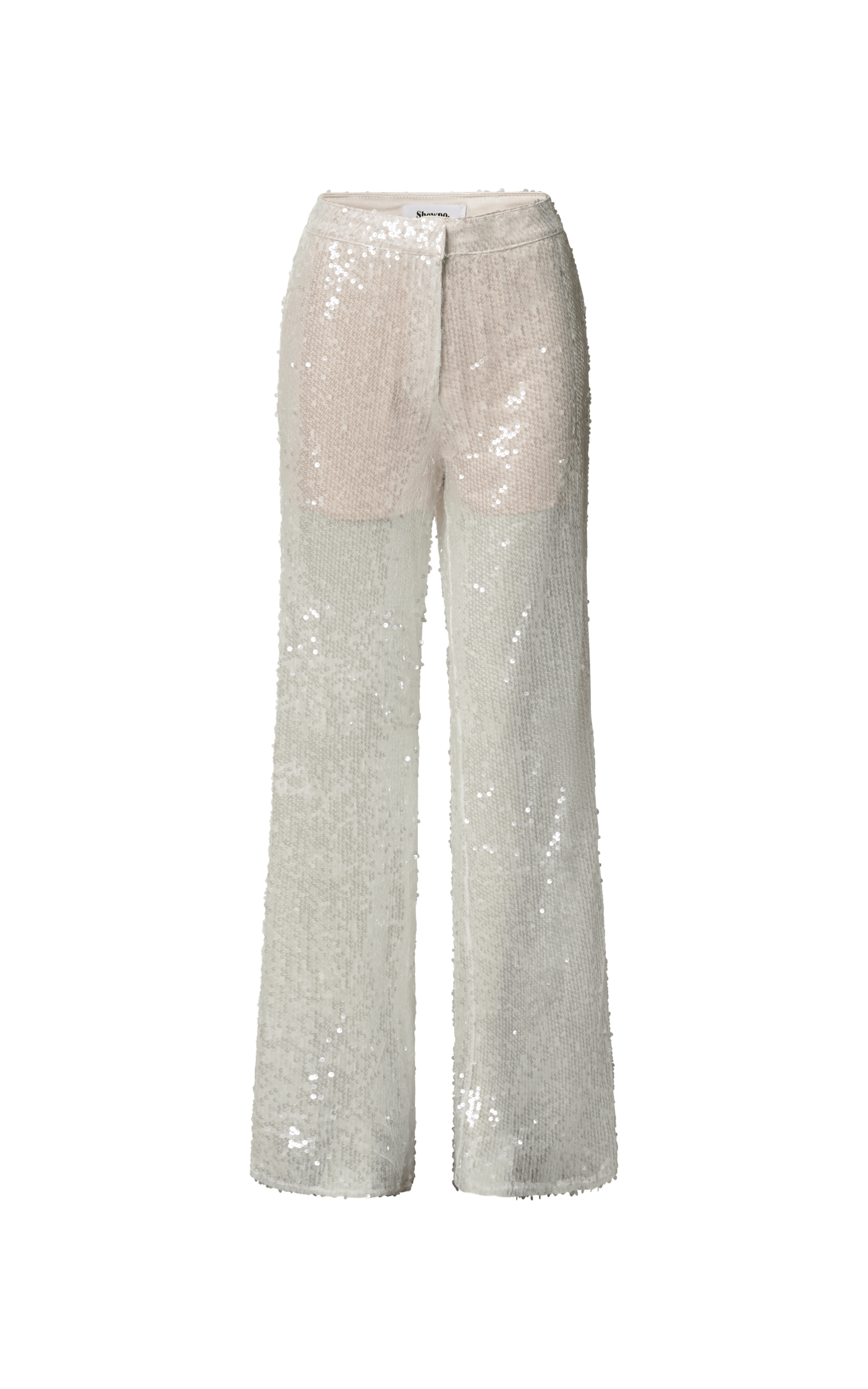 Gween - High Waisted Sheer Sequin Pant in White | Showpo USA