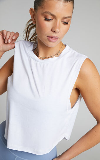 Elena Top - Mid Length Tank Top in White