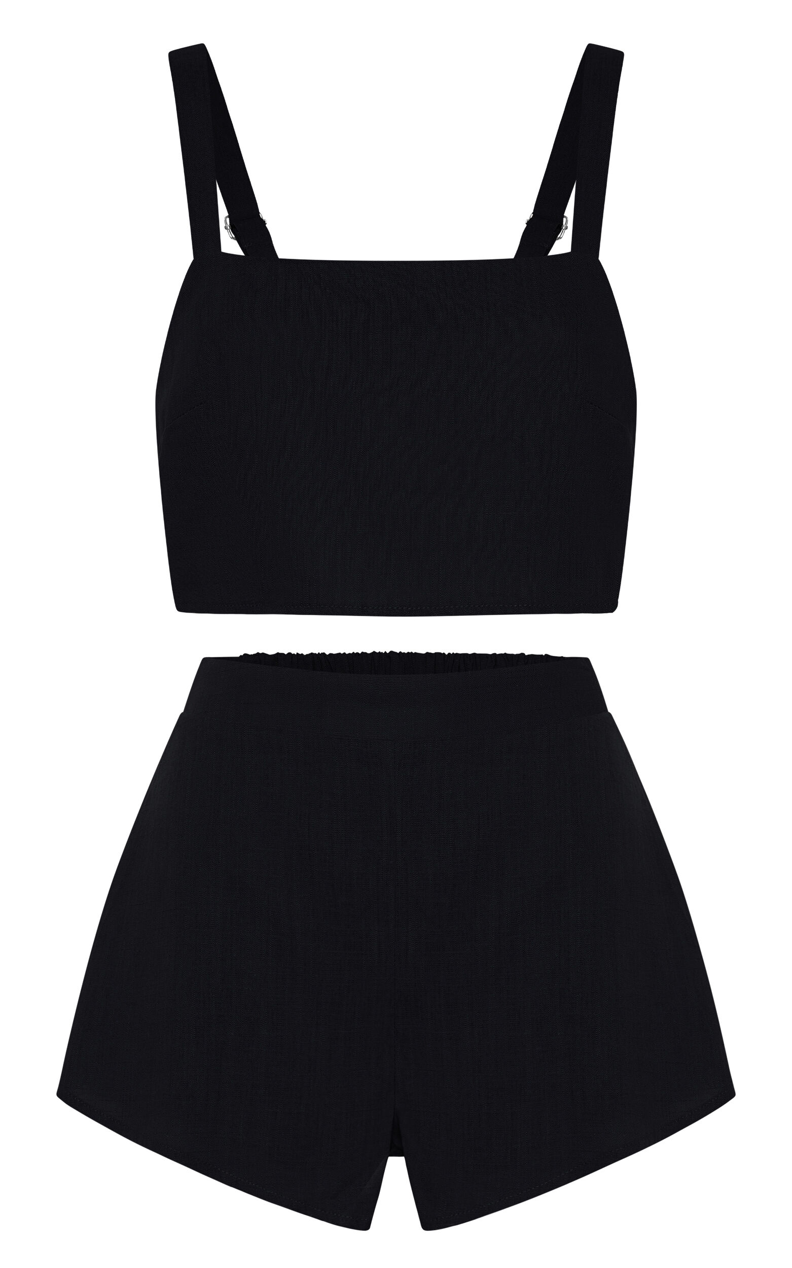 Zanrie Two Piece Set - Linen Square Neck Crop Top and High